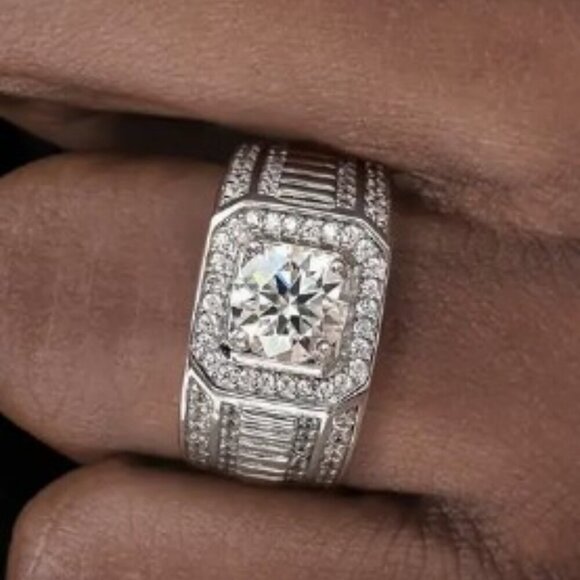 Carti 1ct Moissanite Luxury Ring - Exquisite 925 Sterling Silver Men Size 11 - Picture 3 of 6